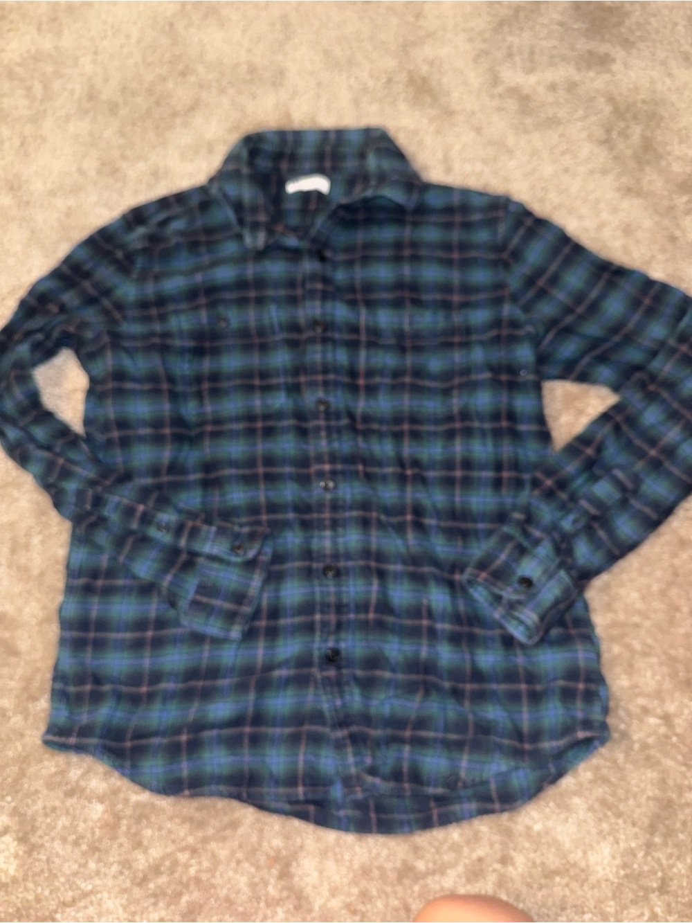 GAP Blue and Green Plaid Standard Fit Casual Button-Down Shirt size Medium